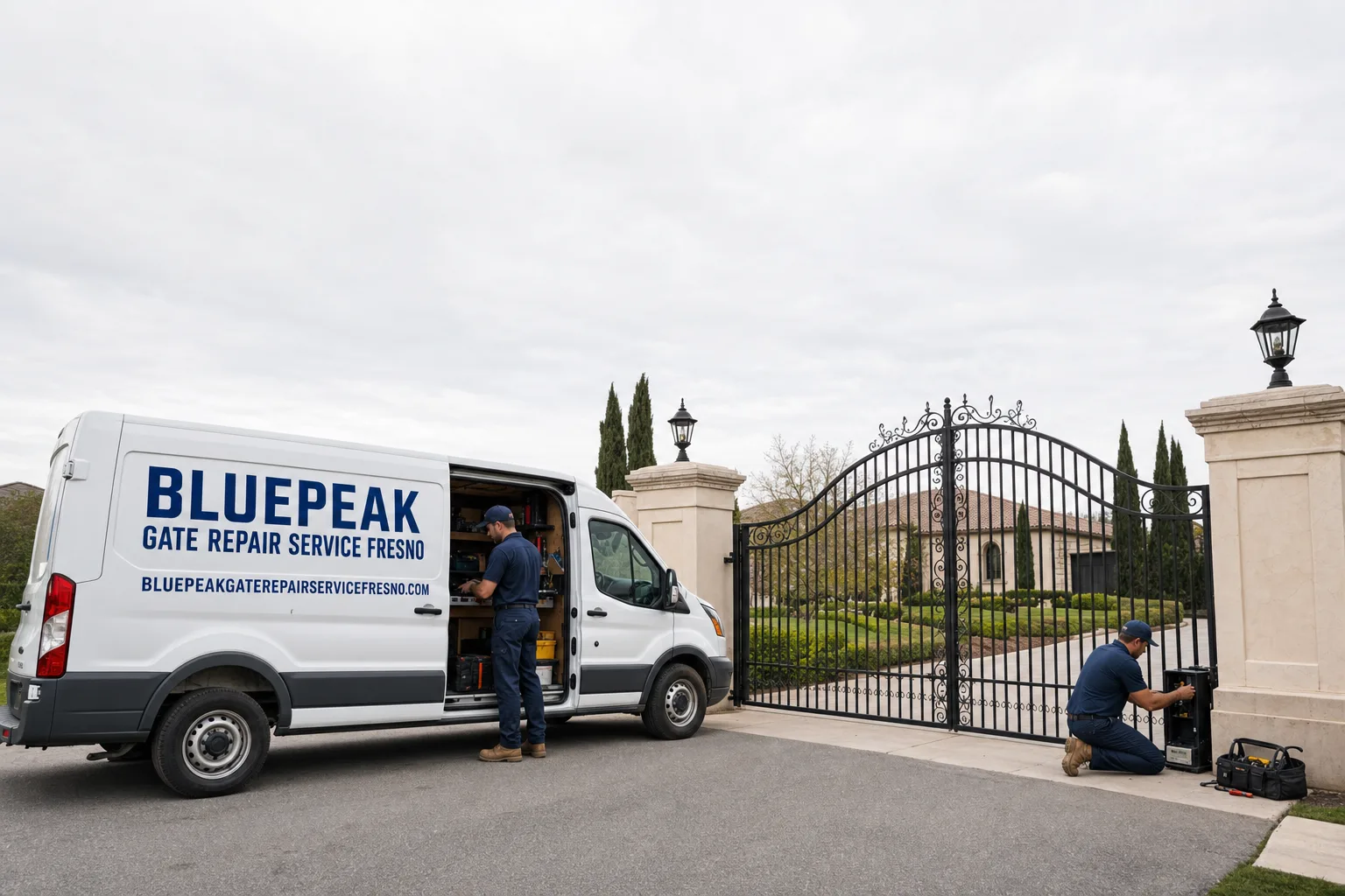 Bluepeak Gate Repair Service Fresno service vehicle and crew in Fresno, CA